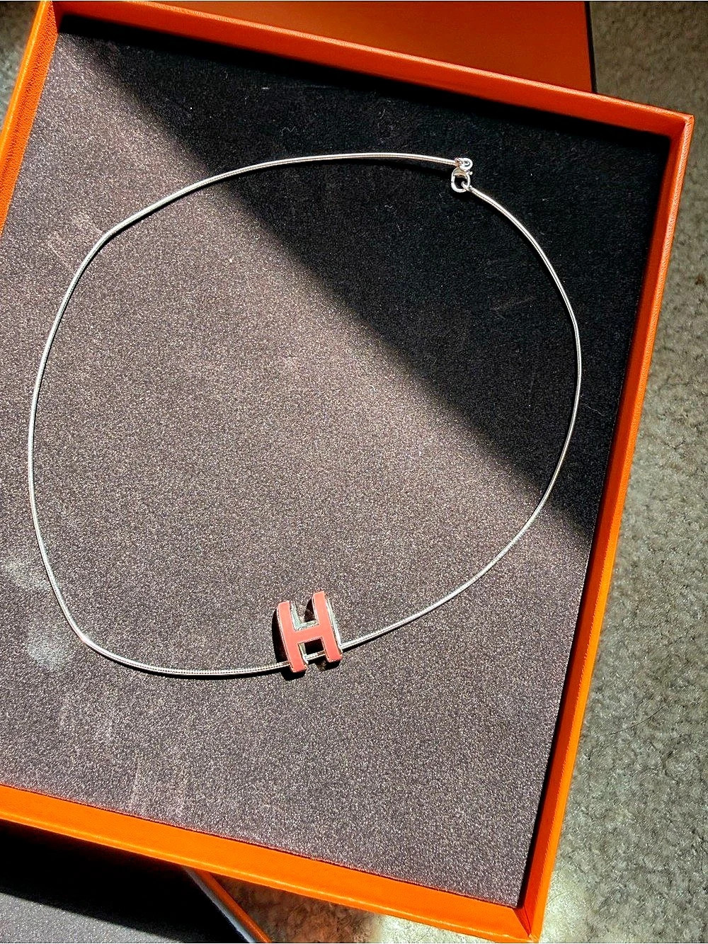 Hermès Mini Pop H Pendant Necklace Pink & Silver